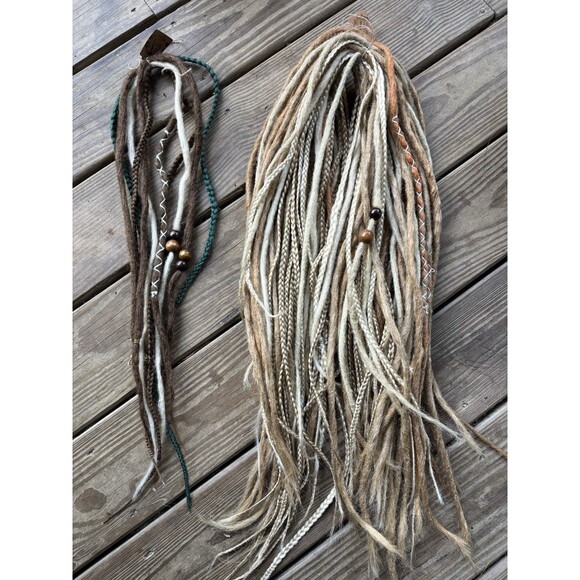 55 Total Double Ended Dreadlock Extensions Brown Strawberry Blonde Green 22-24”